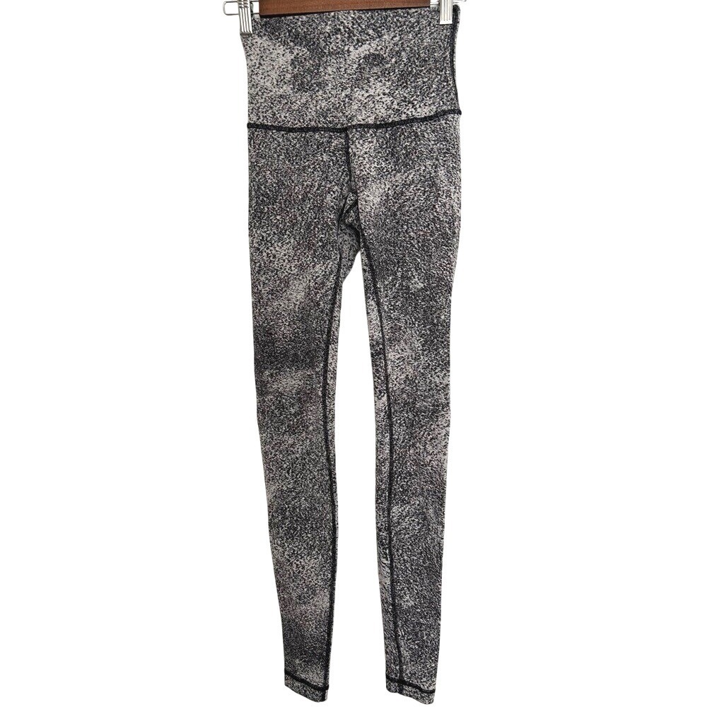 Lululemon Wunder Under athletic high rise‎ black gray white ankle leggings 4